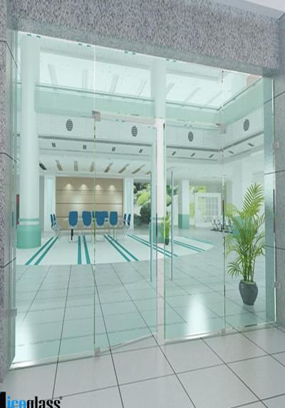 Cửa kính thủy lực 2 cánh 3 vách bên Licoglass 01